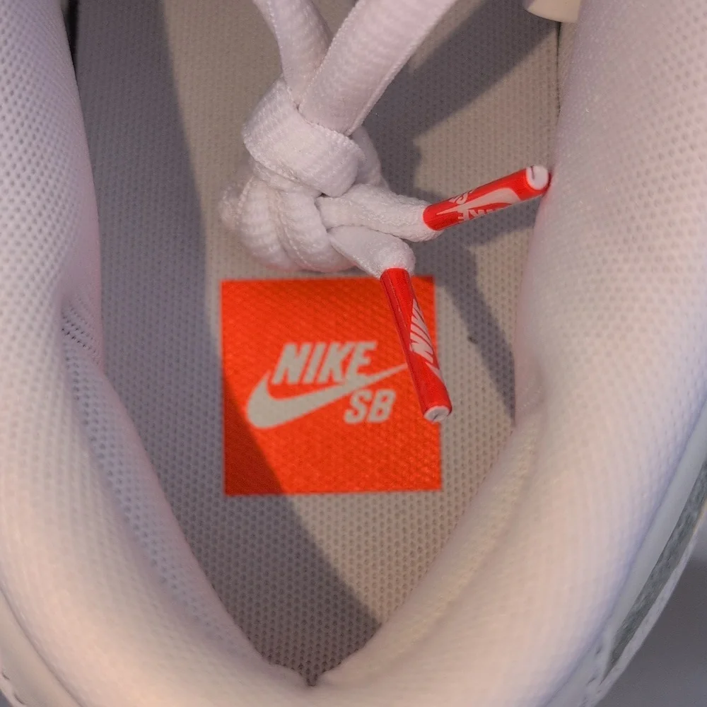 Nike SB Dunk Low Pro - Triple White Orange Label - Men's Size 11 ( FJ1674-100 ) - Picture 6 of 9